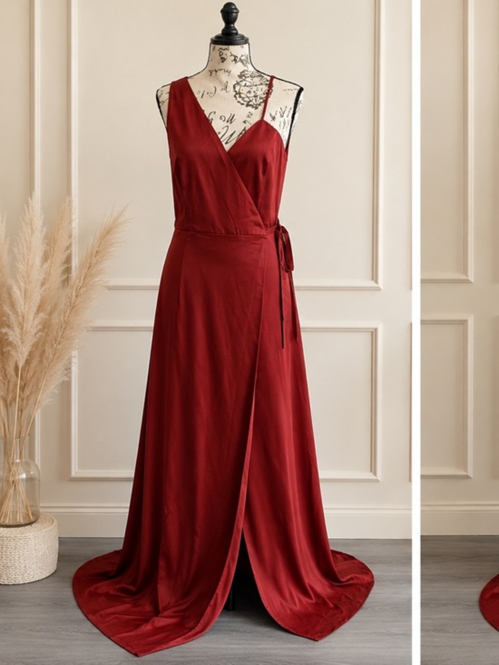 NWT Lulus Red Rust Satin Wrap Maxi Dress - Size M 💃